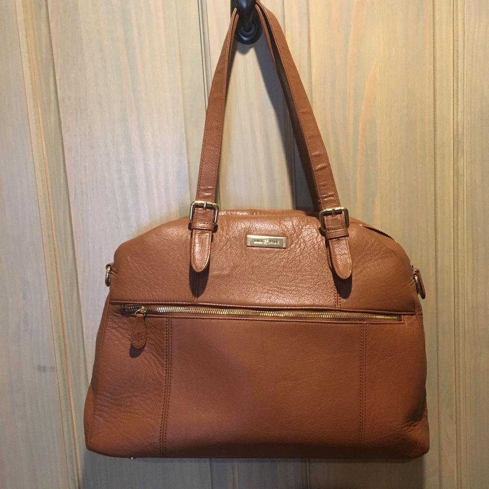 Tan Leather Diaper Bag by Lily Jade